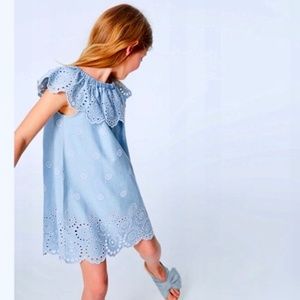 Zara girls light blue eyelet dress